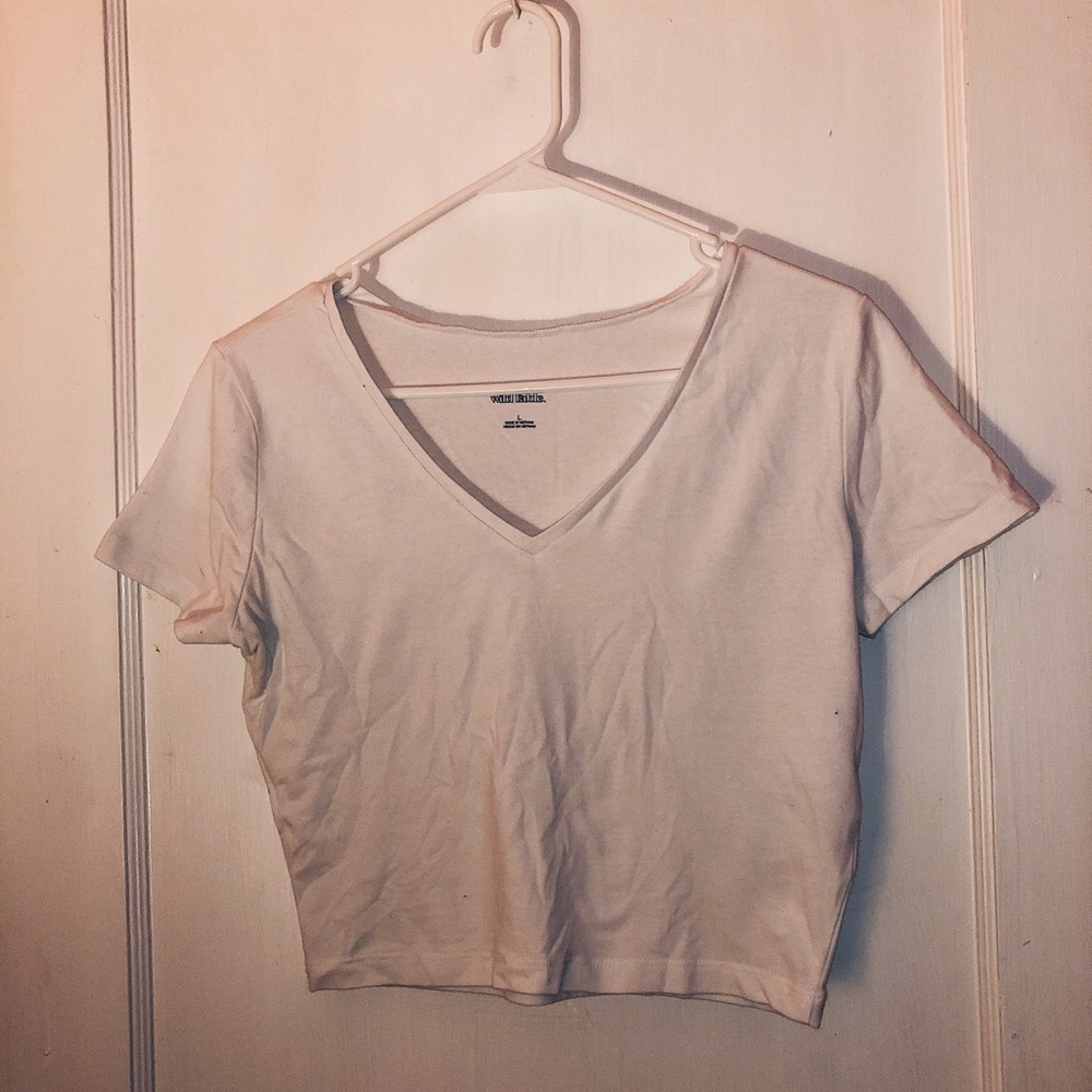 plain white v neck crop top!!